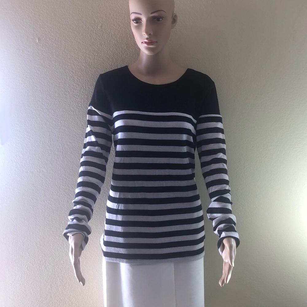 Striped long sleeve shirt.